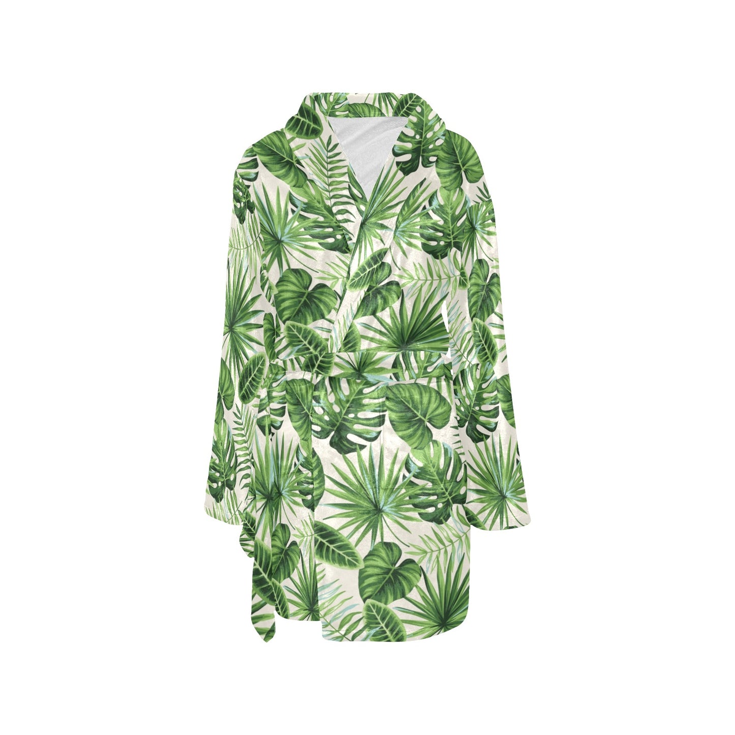 Palm Leaf Pattern Print Design A01 Women's Fleece Robe