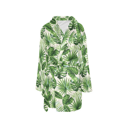 Palm Leaf Pattern Print Design A01 Women's Fleece Robe
