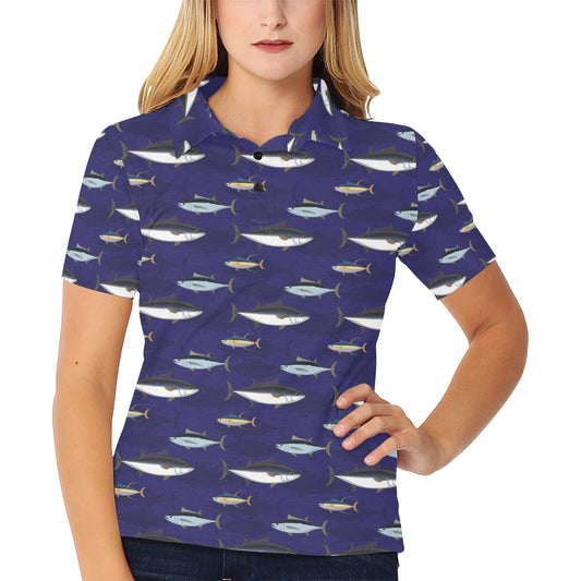 Tuna Fish Print Design LKS304 Women's Polo Shirt