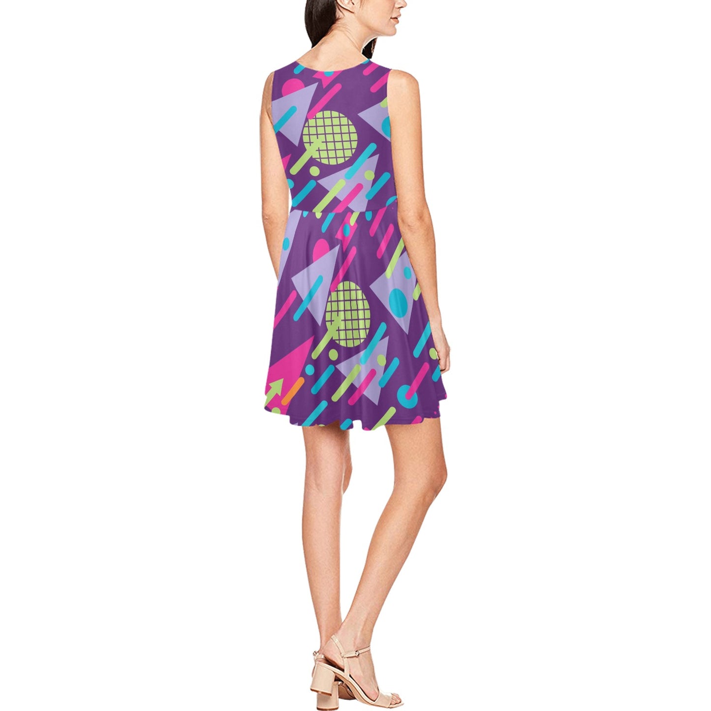 90s Pattern Print Design 4 Sleeveless Dress