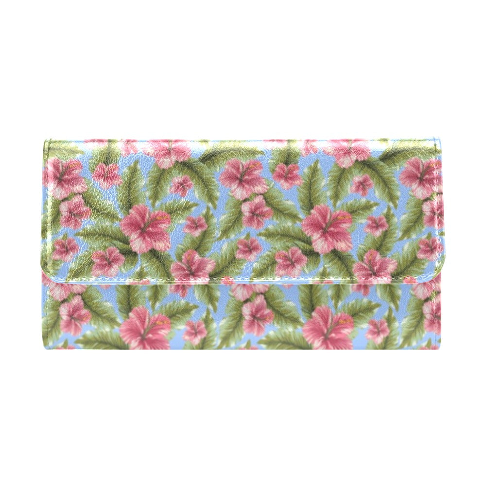 Tropical Flower Print Design LKS301 Women's Trifold Wallet