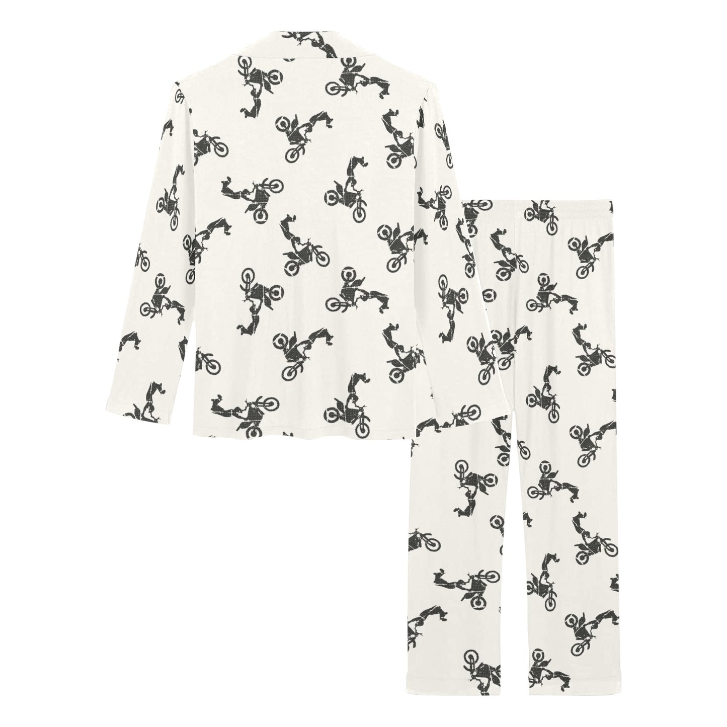 Motocross Pattern Print Design 03 Women's Long Pajama Set