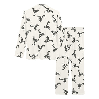 Motocross Pattern Print Design 03 Women's Long Pajama Set