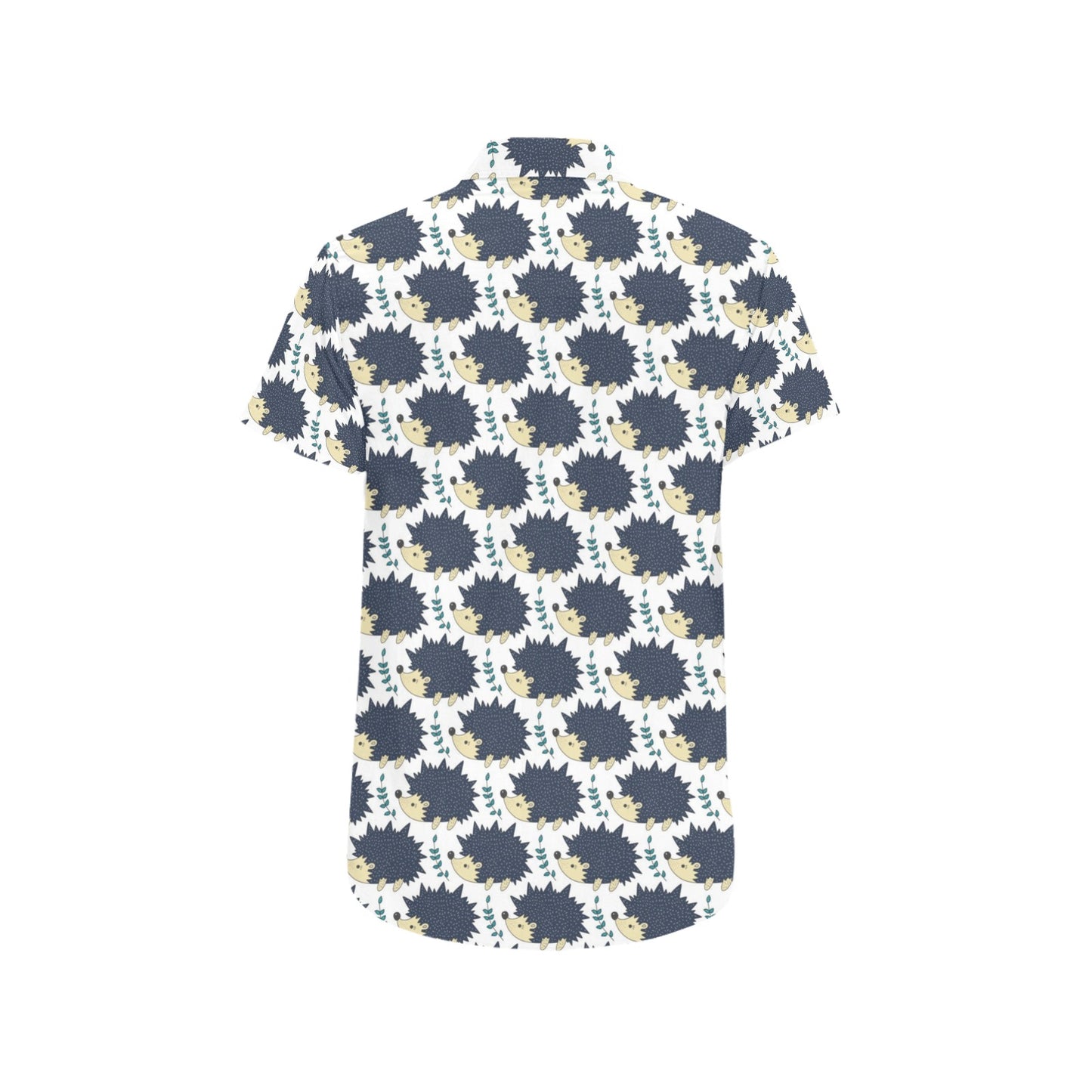 Hedgehog Print Design LKS401 Men Short Sleeve Button Up Shirt