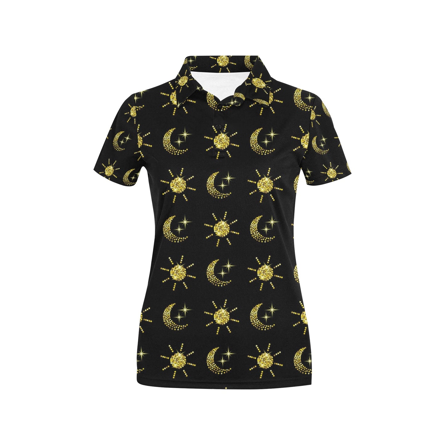 Sun Moon Print Design LKS304 Women's Polo Shirt