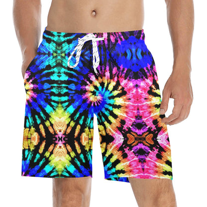 Tie Dye Rainbow Design Print Men's Swim Trunks Beach Shorts
