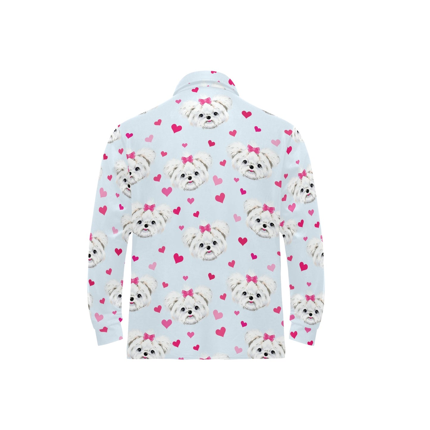 Maltese Pattern Print Design 03 Long Sleeve Polo Shirt For Men's
