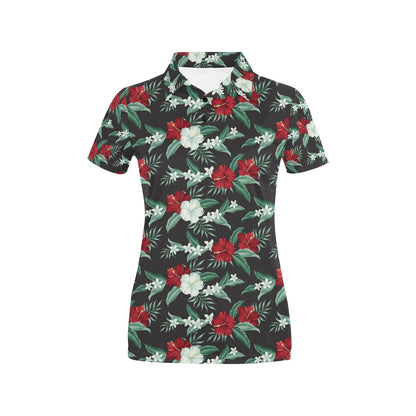 Tropical Flower Print Design LKS303 Women's Polo Shirt