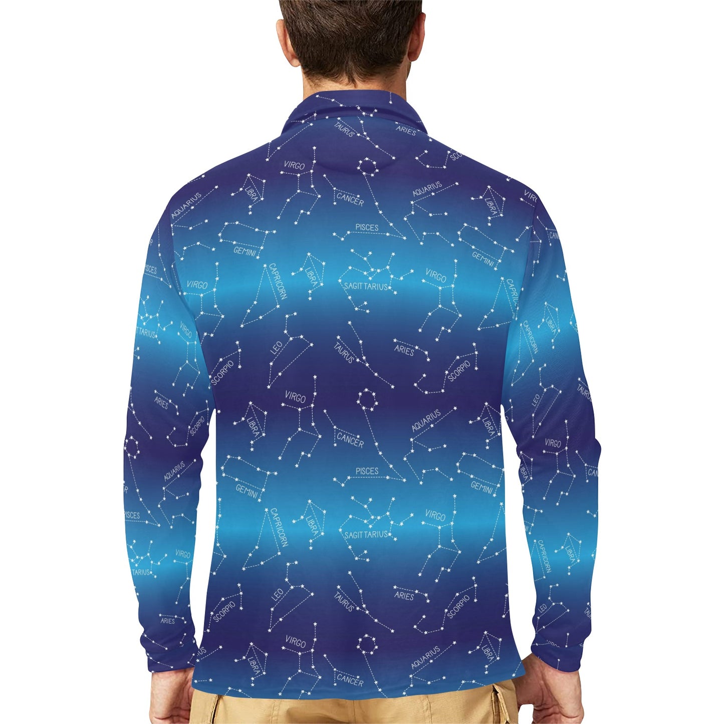 Virgo Print Design LKS302 Long Sleeve Polo Shirt For Men's
