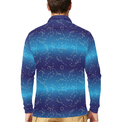 Virgo Print Design LKS302 Long Sleeve Polo Shirt For Men's