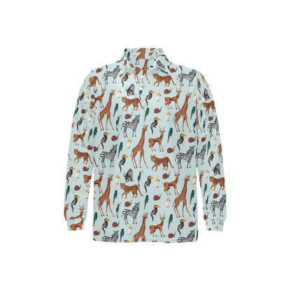 Safari Animal Print Design LKS306 Long Sleeve Polo Shirt For Men's