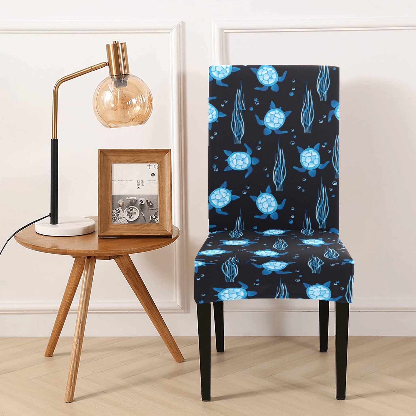 Sea Turtle Print Design LKS3013 Dining Chair Slipcover
