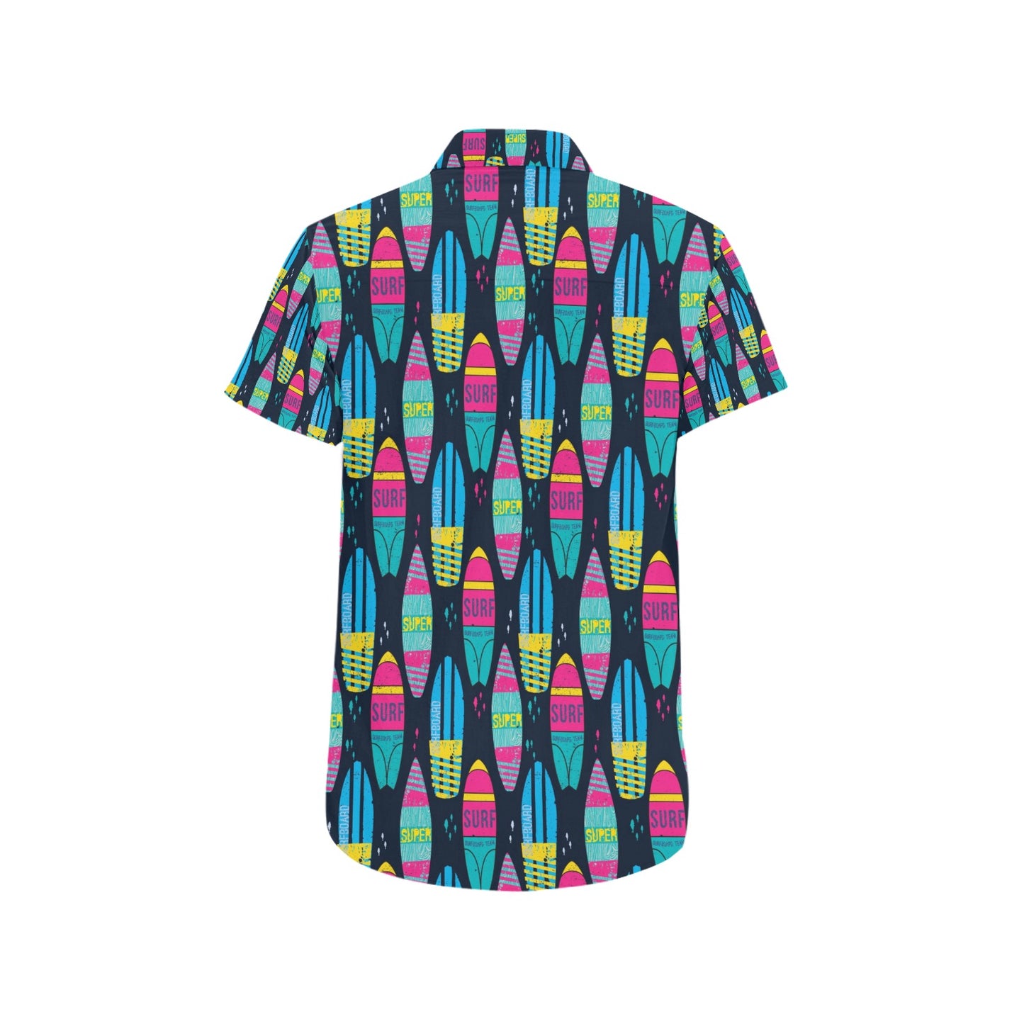 Surfboard Colorful Print Design LKS302 Men Short Sleeve Button Up Shirt