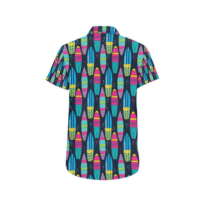Surfboard Colorful Print Design LKS302 Men Short Sleeve Button Up Shirt