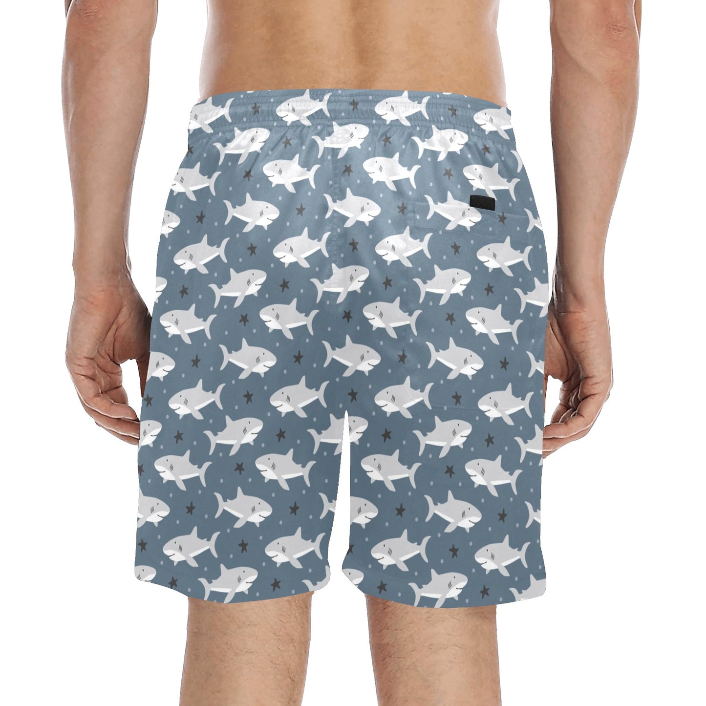 Shark Print Design LKS305 Men's Swim Trunks Beach Shorts