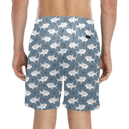 Shark Print Design LKS305 Men's Swim Trunks Beach Shorts