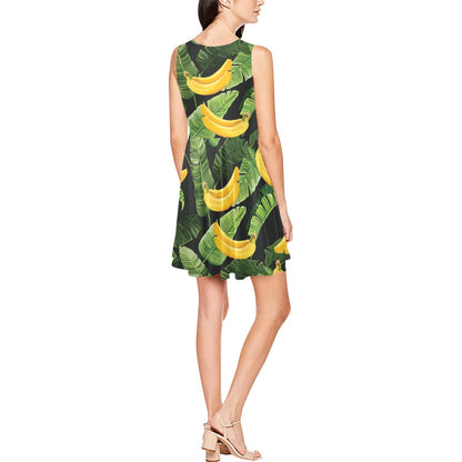 Banana Pattern Print Design BA01 Sleeveless Dress