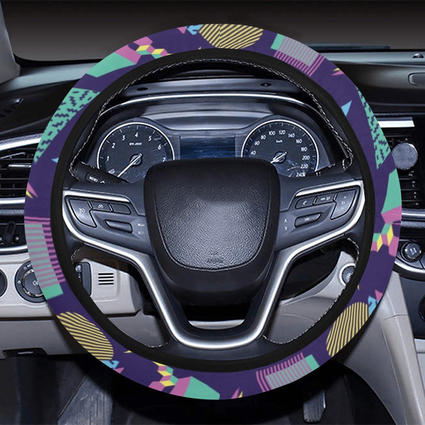 Geometric Print Design LKS401 Steering Wheel Cover with Elastic Edge