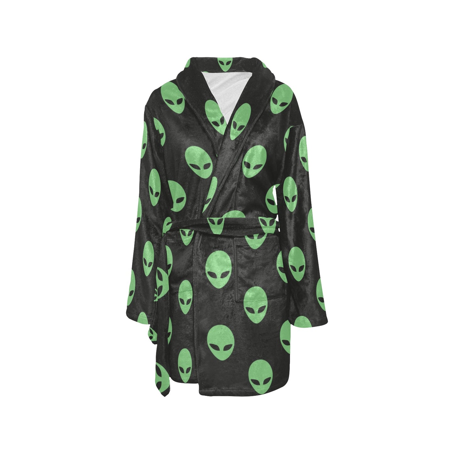 Alien Green Neon Pattern Print Design 01 Women's Fleece Robe