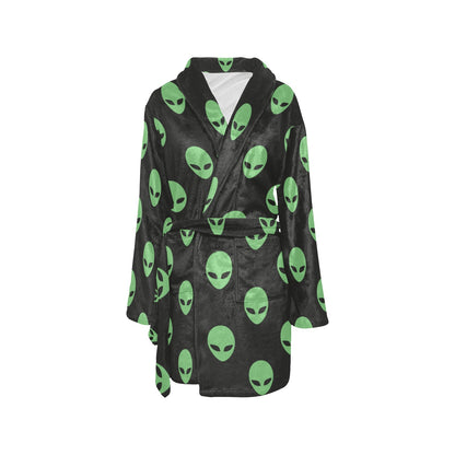 Alien Green Neon Pattern Print Design 01 Women's Fleece Robe