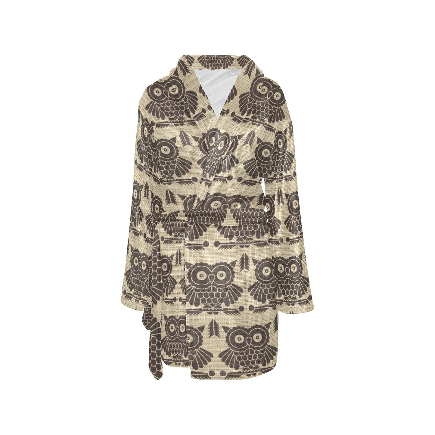Owl Pattern Print Design A01 Women's Fleece Robe