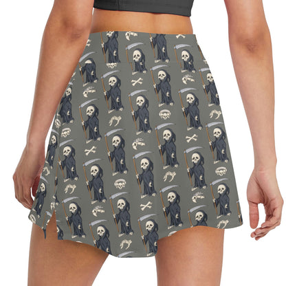 Skeleton Print Design LKS308 17" Golf & Pickleball Skort with Pockets