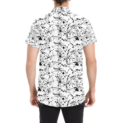 Splatter Print Design LKS305 Men Short Sleeve Button Up Shirt