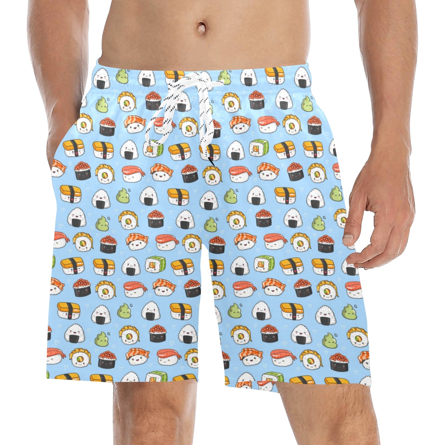 Sushi Cartoon Design Men's Swim Trunks Beach Shorts