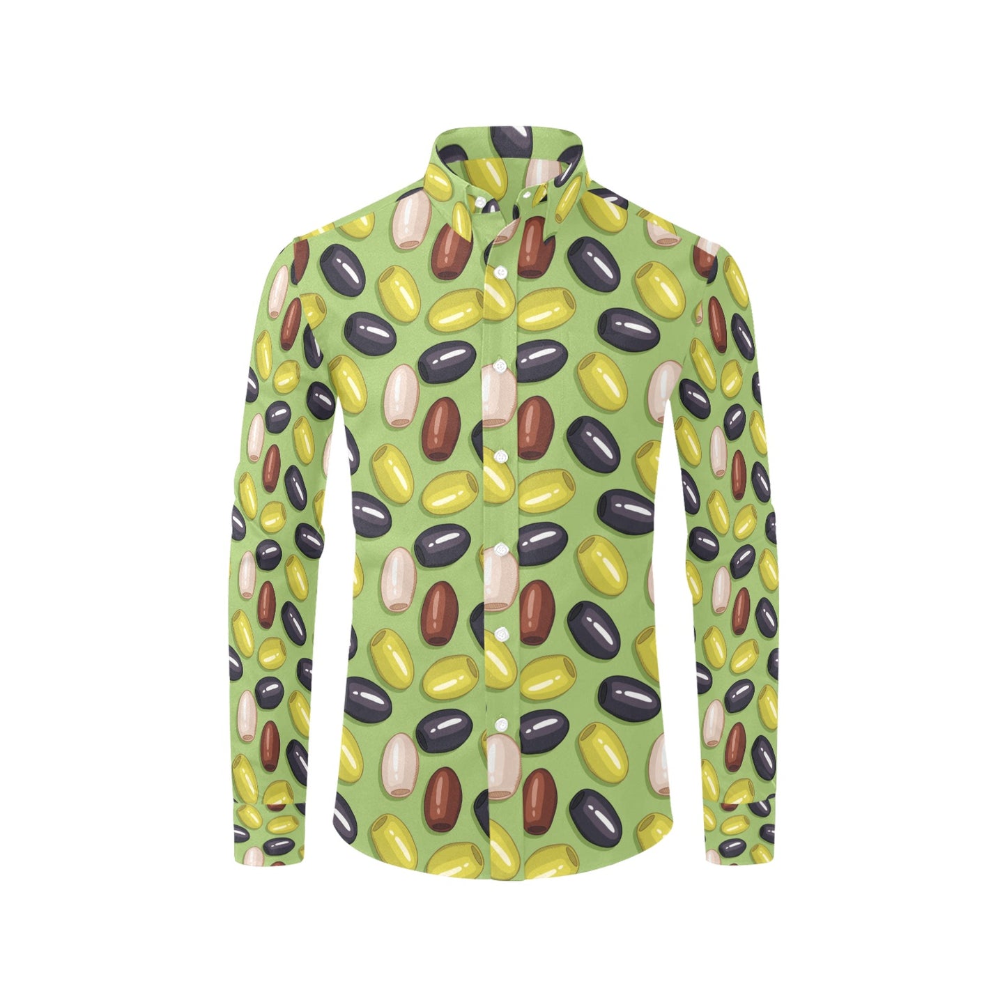 Olive Print Design LKS301 Men's Long Sleeve Dress Shirt