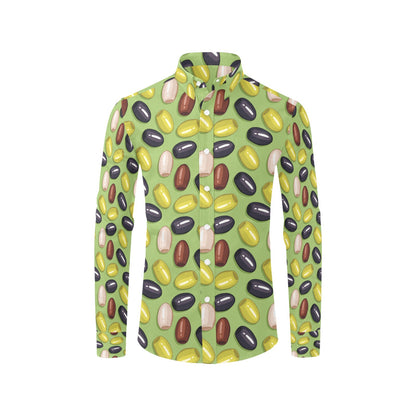Olive Print Design LKS301 Men's Long Sleeve Dress Shirt