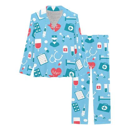 Nurse Pattern Print Design A03 Women's Long Pajama Set