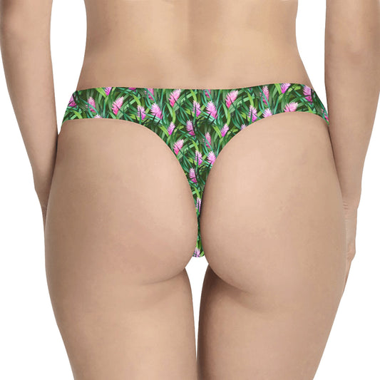 Tropical Folower Pink Heliconia Print Women's Thongs