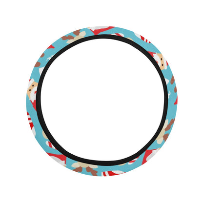 Santa Christmas Themed Print Design LKS306 Steering Wheel Cover with Elastic Edge