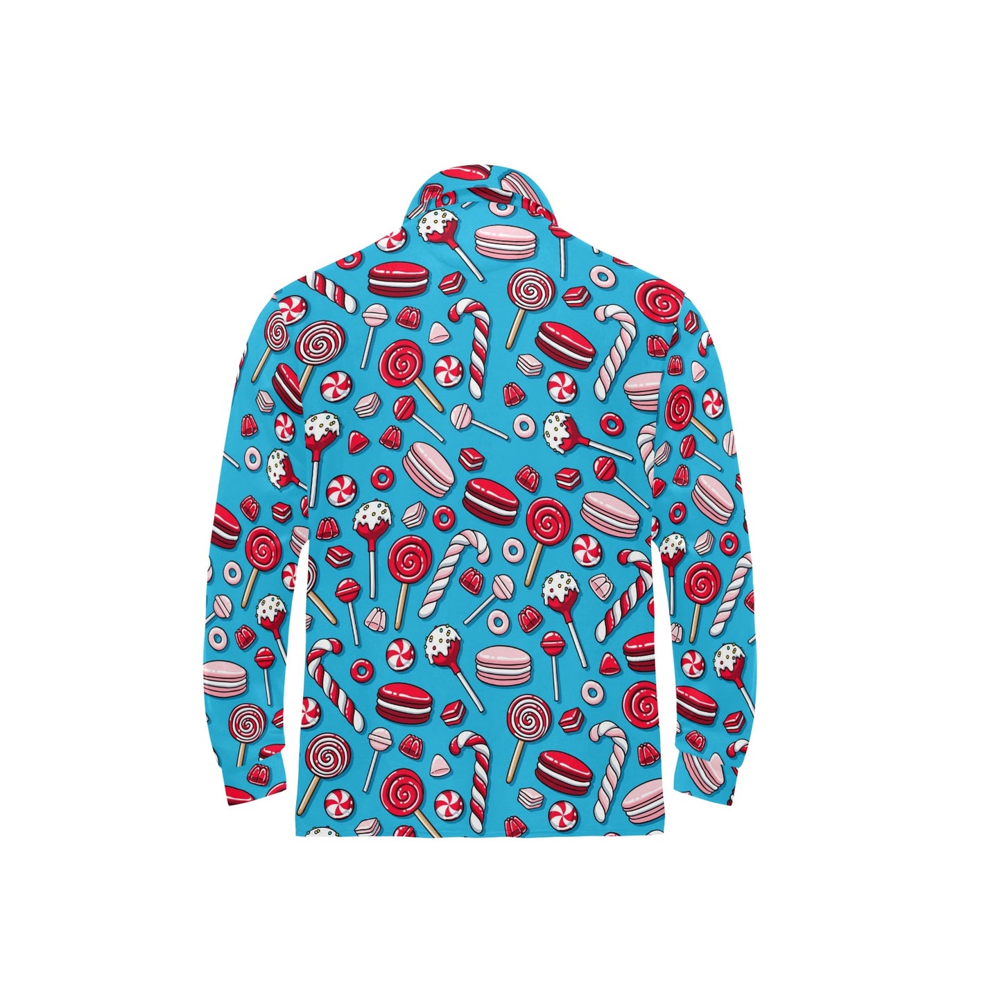 Candy Pattern Print Design 05 Long Sleeve Polo Shirt For Men's