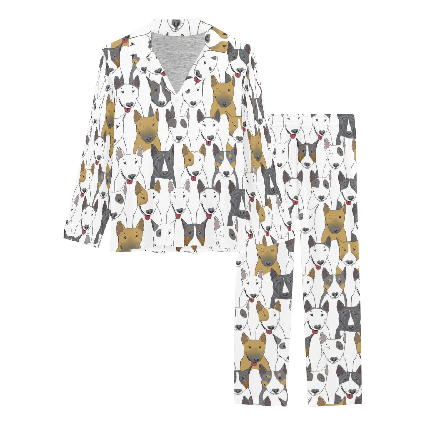 Bull Terriers Pattern Print Design 03 Women's Long Pajama Set