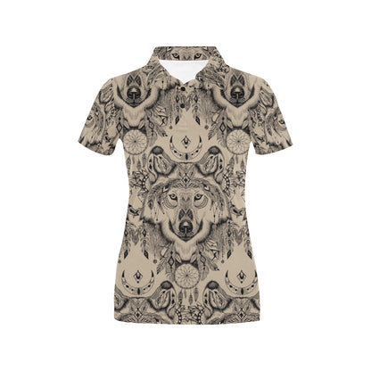 Indian Boho Wolf Women's Polo Shirt
