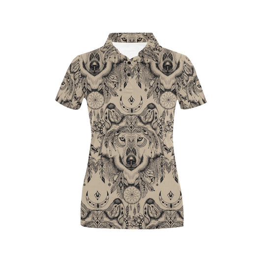 Indian Boho Wolf Women's Polo Shirt