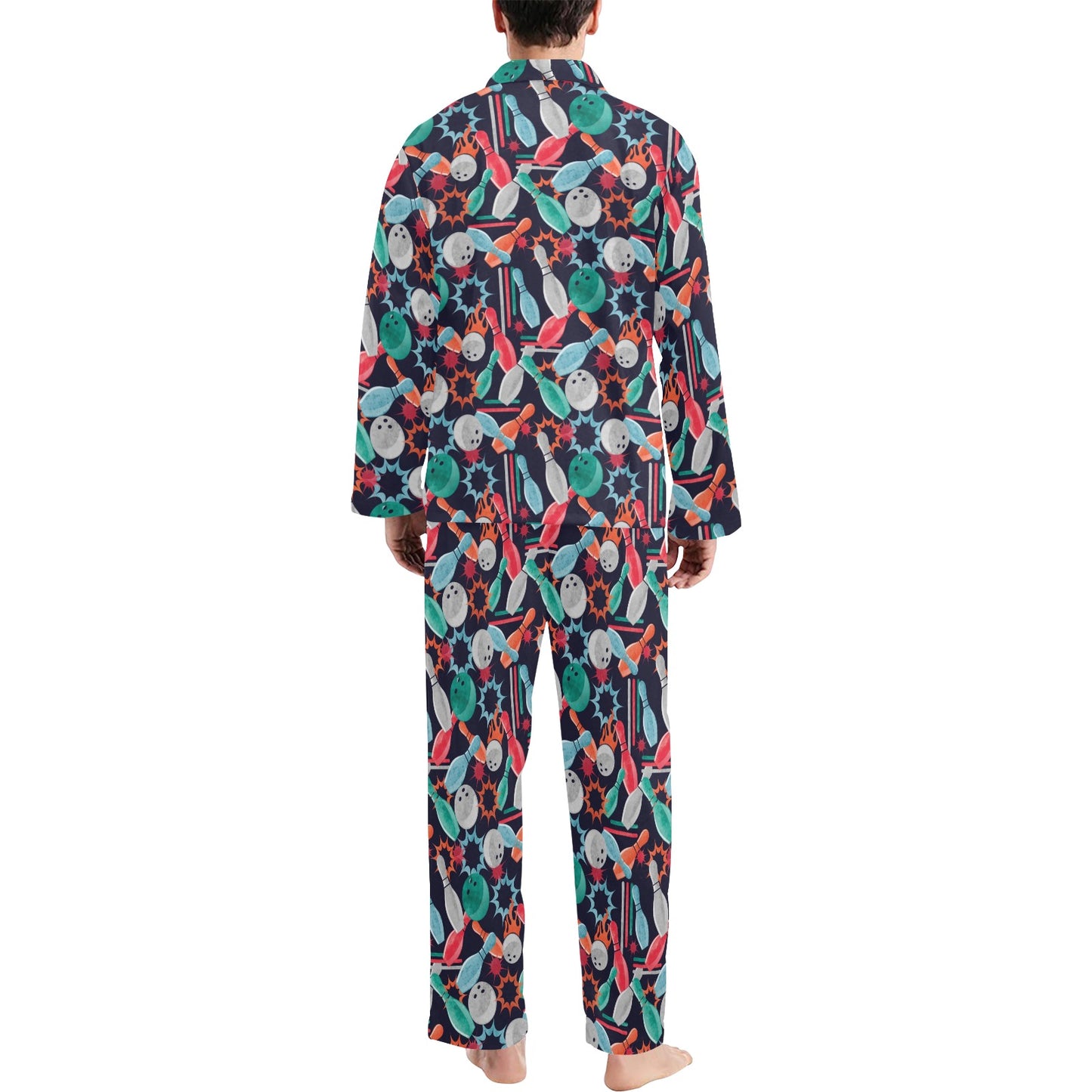 Bowling Pattern Print Design 08 Men's Long Pajama Set