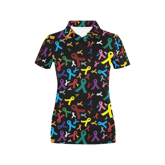 Cancer Awareness Pattern Print Design 03 Women's Polo Shirt