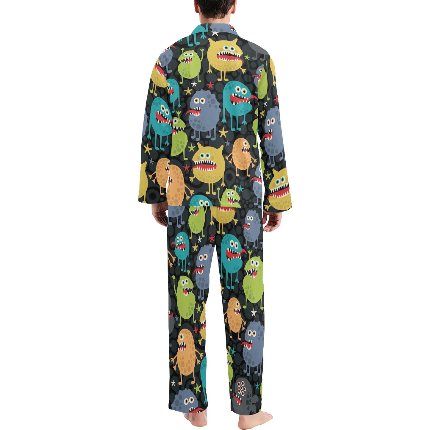 Monster Pattern Print Design 01 Men's Long Pajama Set