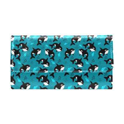 Whale Sea Design Themed Print Women's Trifold Wallet