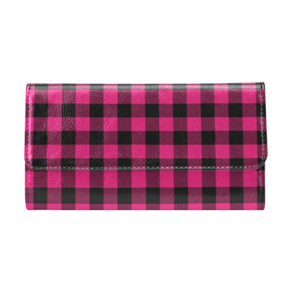 Pink Tartan Plaid Pattern Women's Trifold Wallet