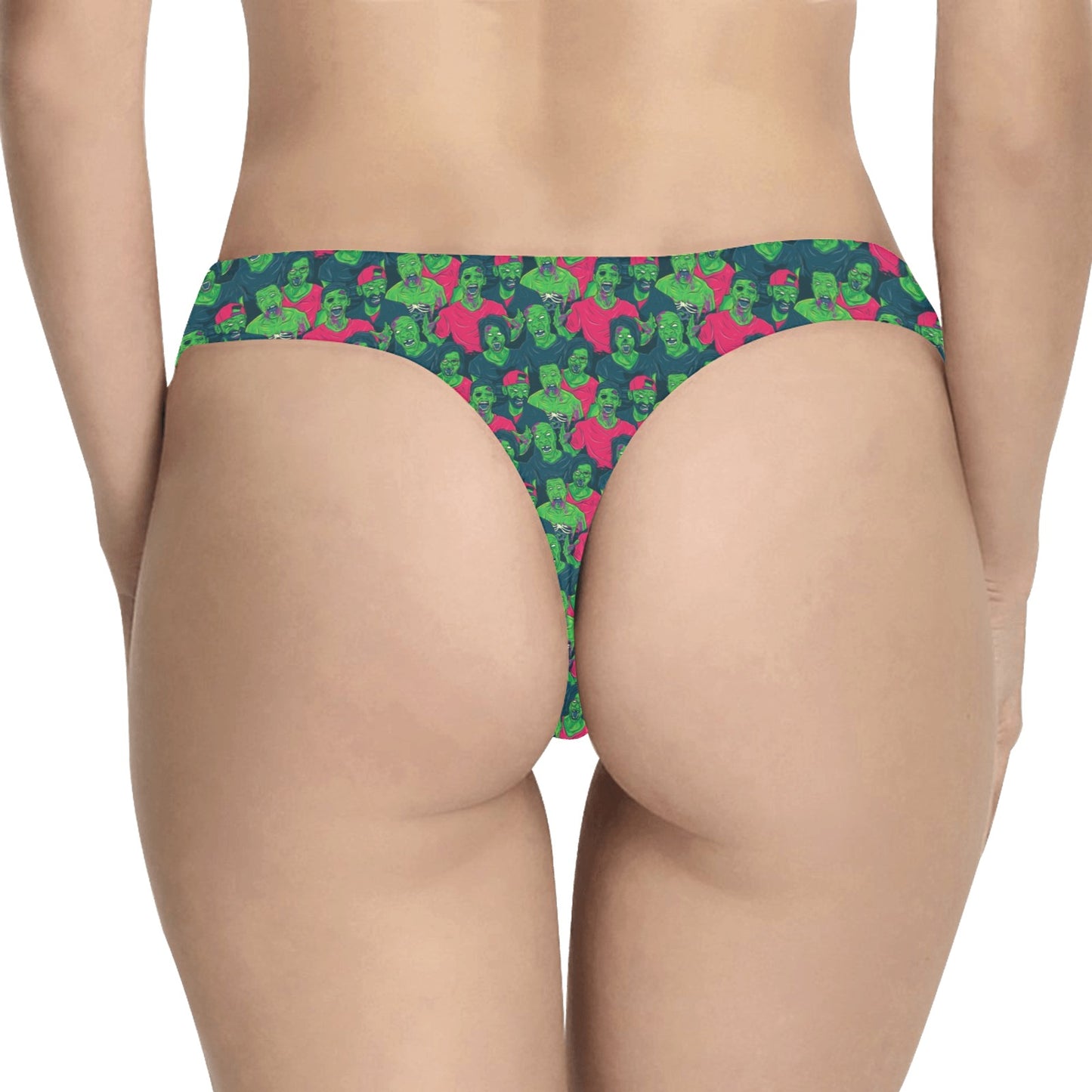Zombie Themed Design Pattern Print Women's Thongs