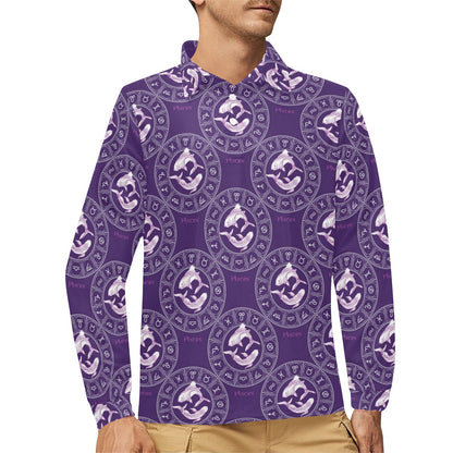Pisces Pattern Print Design A02 Long Sleeve Polo Shirt For Men's