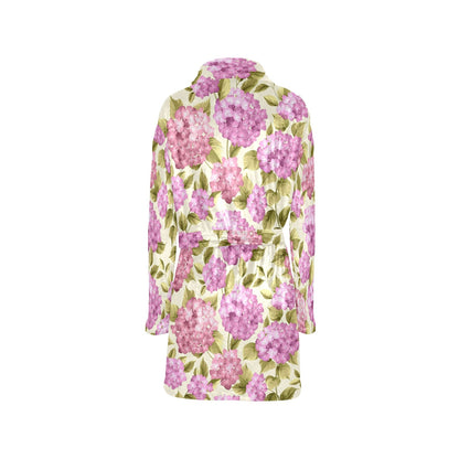 Hydrangea Pattern Print Design HD05 Women's Fleece Robe