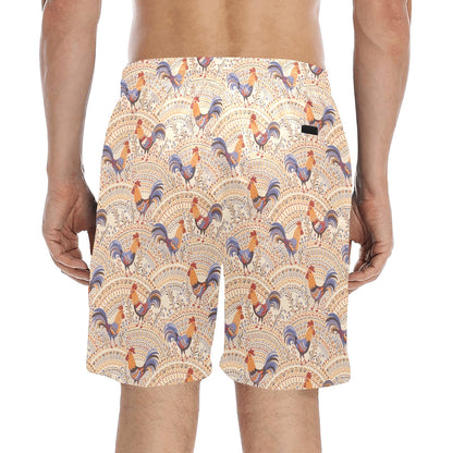 Chicken Boho Style Pattern Men's Swim Trunks Beach Shorts