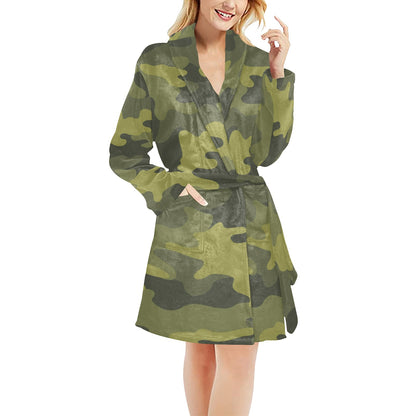 Military Camouflage Pattern Print Design 02 Women's Fleece Robe