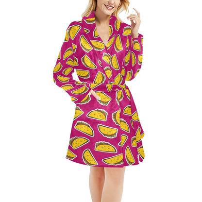 Taco Pattern Print Design TC01 Women's Fleece Robe