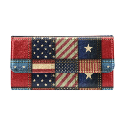 American flag Patchwork Design Women's Trifold Wallet