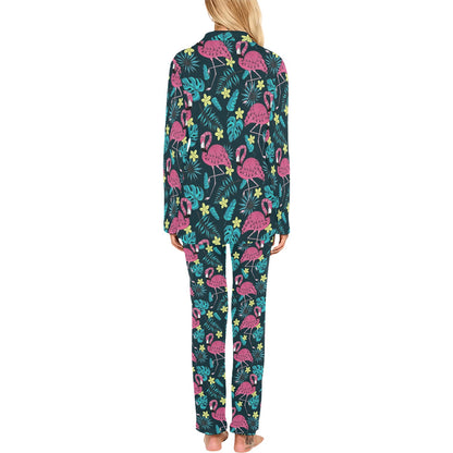 Flamingo Print Pattern Women's Long Pajama Set